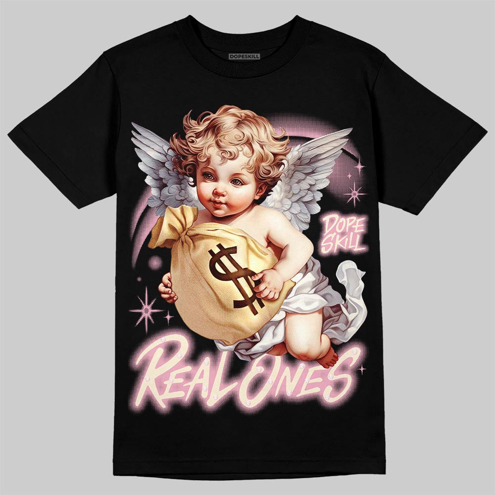 Jordan 4 Iced Carmine DopeSkill T-Shirt Real Ones Angel Graphic Streetwear - Black
