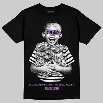 PURPLE Sneakers DopeSkill T-Shirt Scared Money Don't Make No Money Graphic Streetwear - Black
