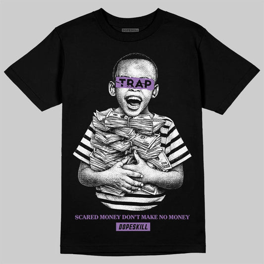 PURPLE Sneakers DopeSkill T-Shirt Scared Money Don't Make No Money Graphic Streetwear - Black