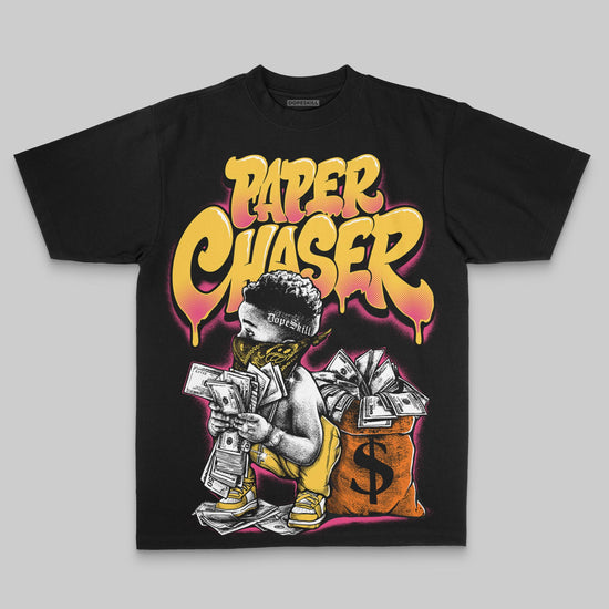 Yellow Oversize Print Paper Chaser Boy DopeSkill Graphic T-shirt Streetwear - black