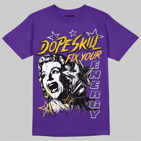 Purple Sneakers DopeSkill T-Shirt Fix Your Energy Graphic Streetwear - Purple 