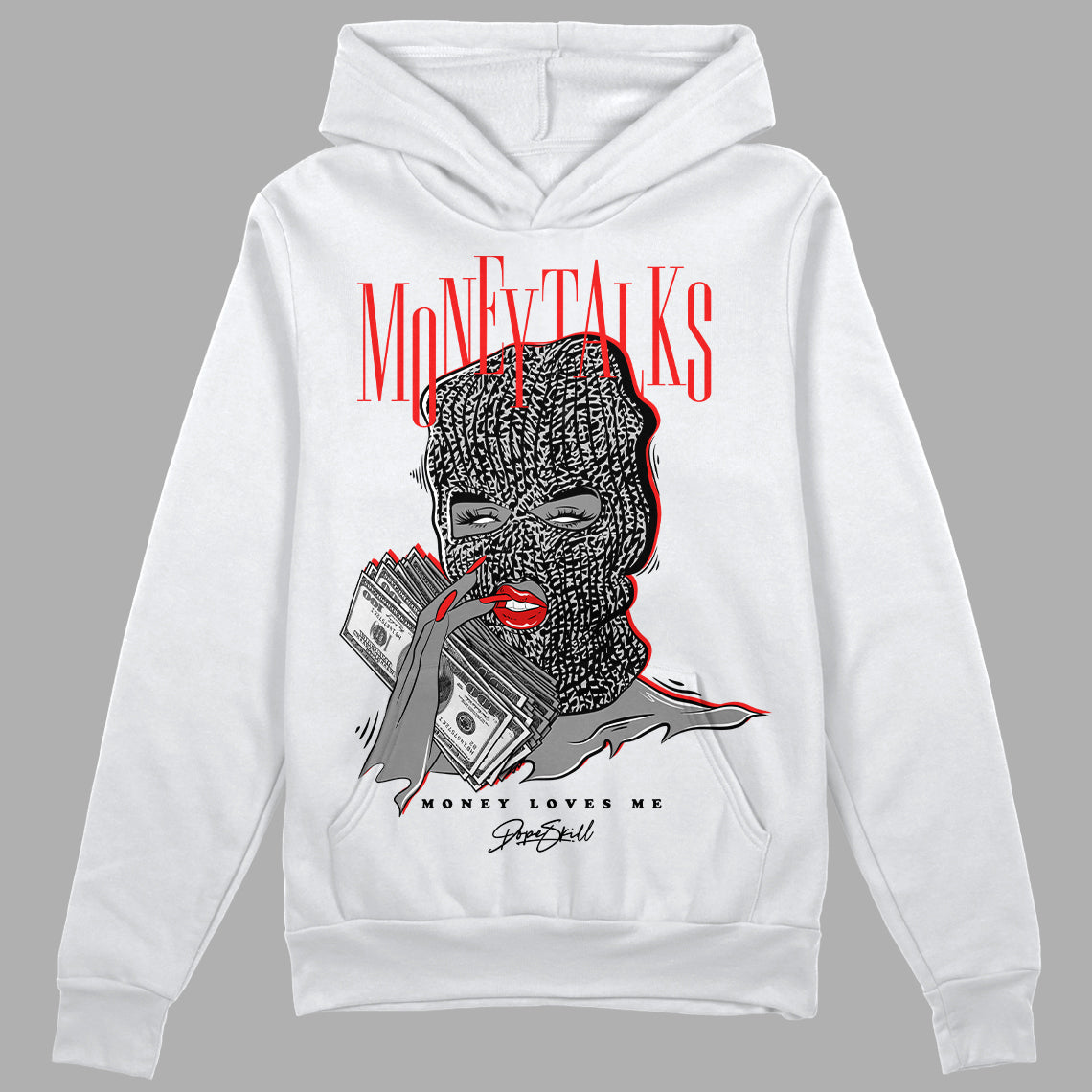 Jordan Spizike Low Bred DopeSkill Hoodie Sweatshirt Money  Talks  Graphic Streetwear - White 