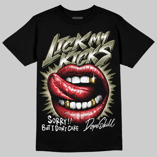 Travis Scott x Jordan 1 Medium Olive DopeSkill T-Shirt Lick My Kicks Graphic Streetwear - Black