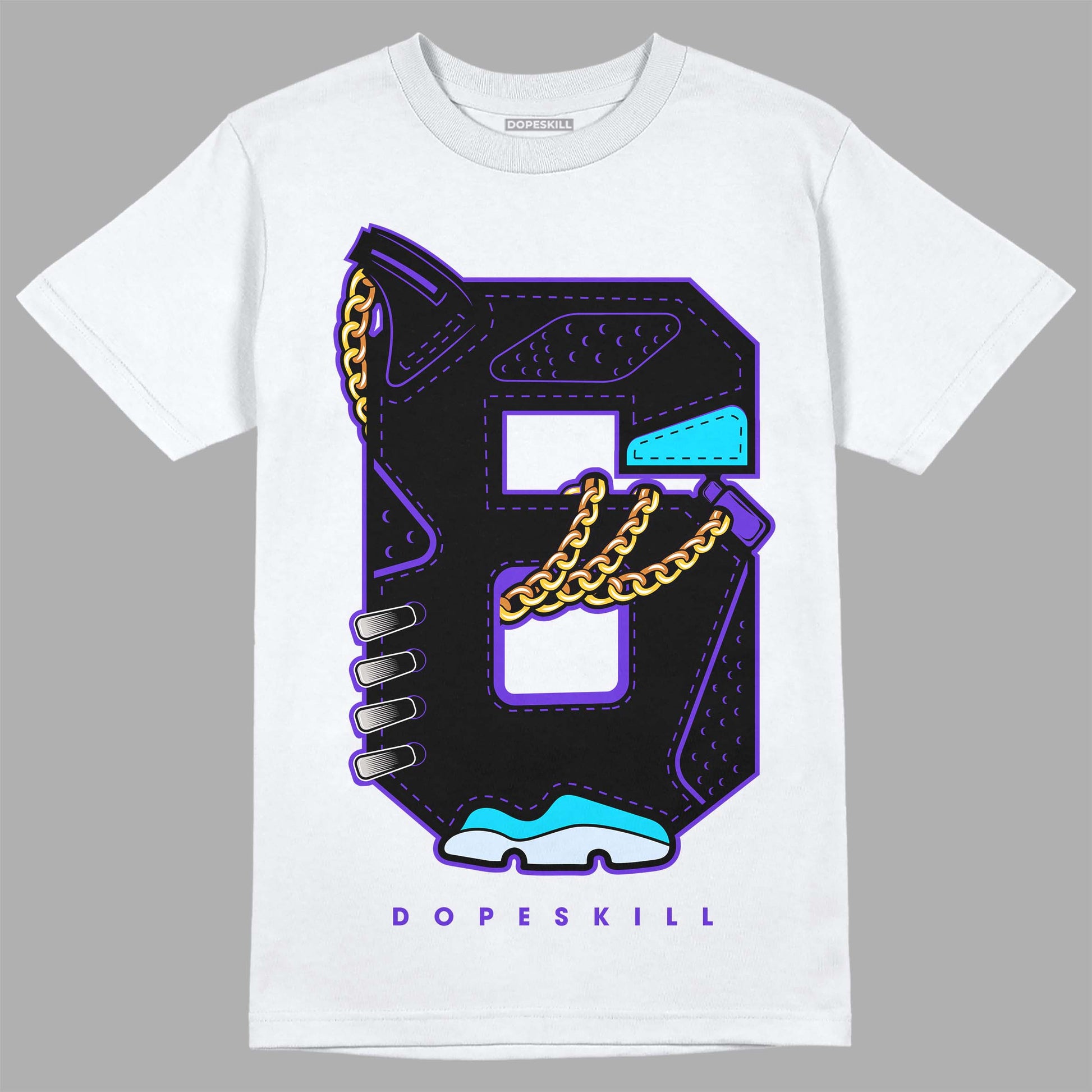 Jordan 6 "Aqua" DopeSkill T-Shirt No.6 Graphic Streetwear - White 