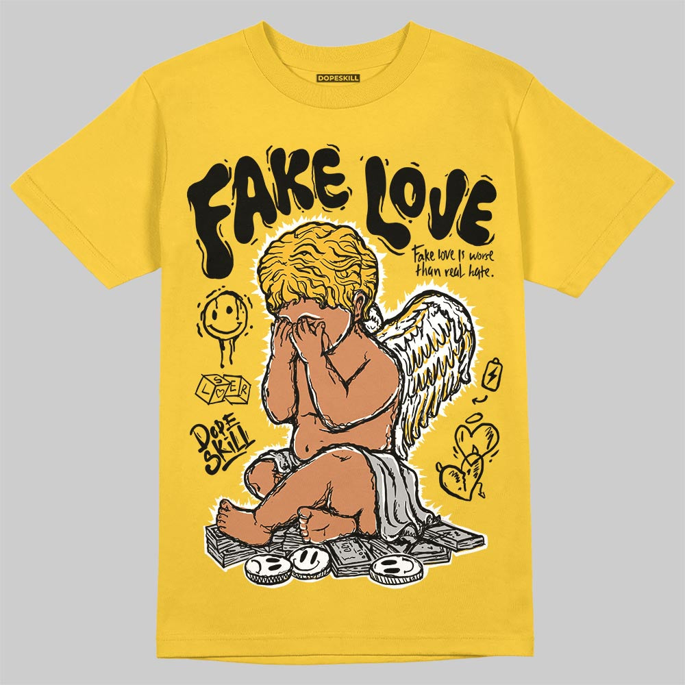 Jordan 5 'Tokyo' DopeSkill T-Shirt False Love Graphic Streetwear - Gold