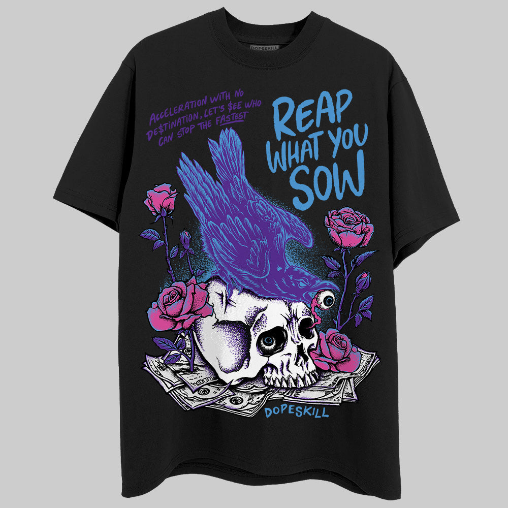 PURPLE Sneakers DopeSkill T-Shirt Reap What You Sow Graphic Streetwear - Black