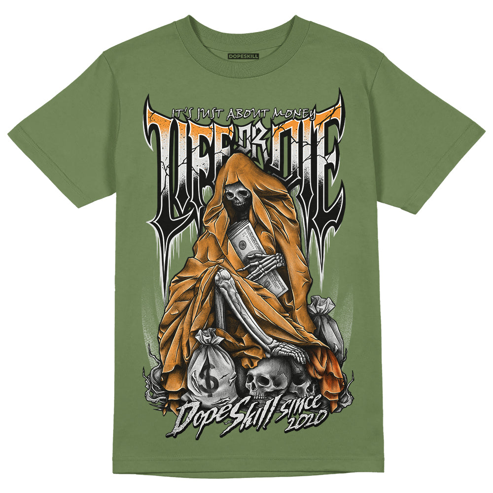 Jordan 5 "Olive" DopeSkill Olive T-shirt Life or Die Graphic Streetwear