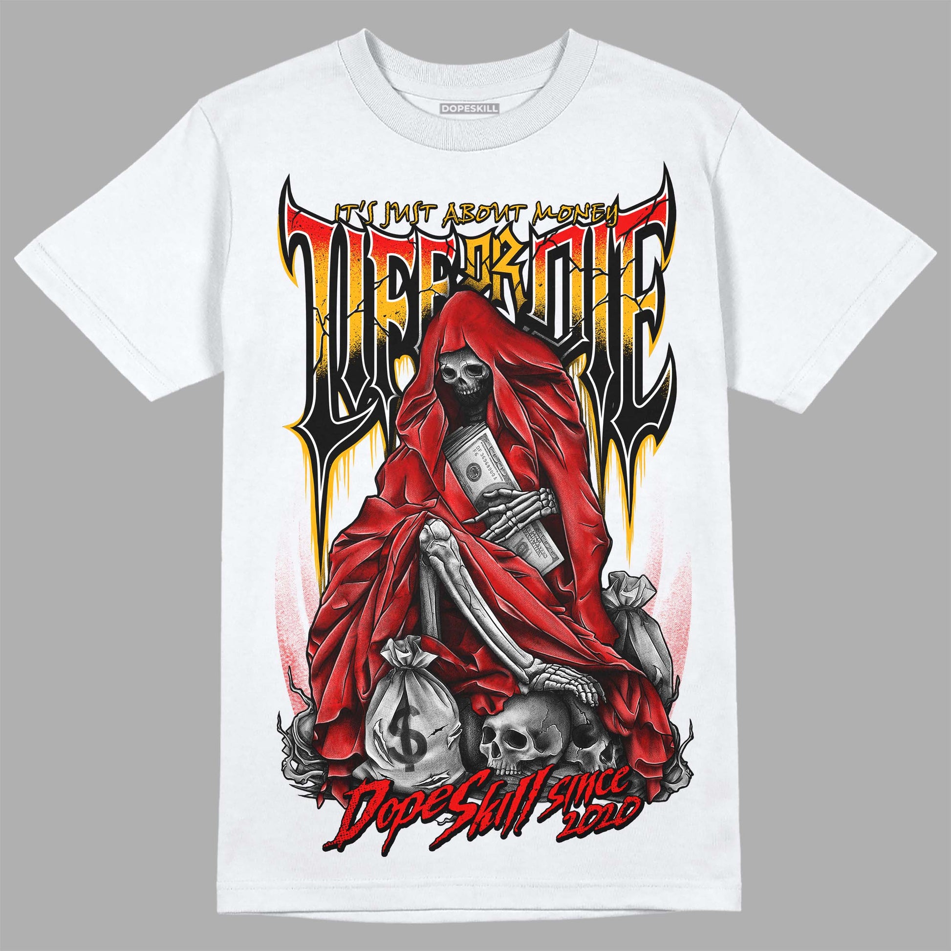 Red Sneakers DopeSkill T-Shirt Life or Die Graphic Streetwear - White