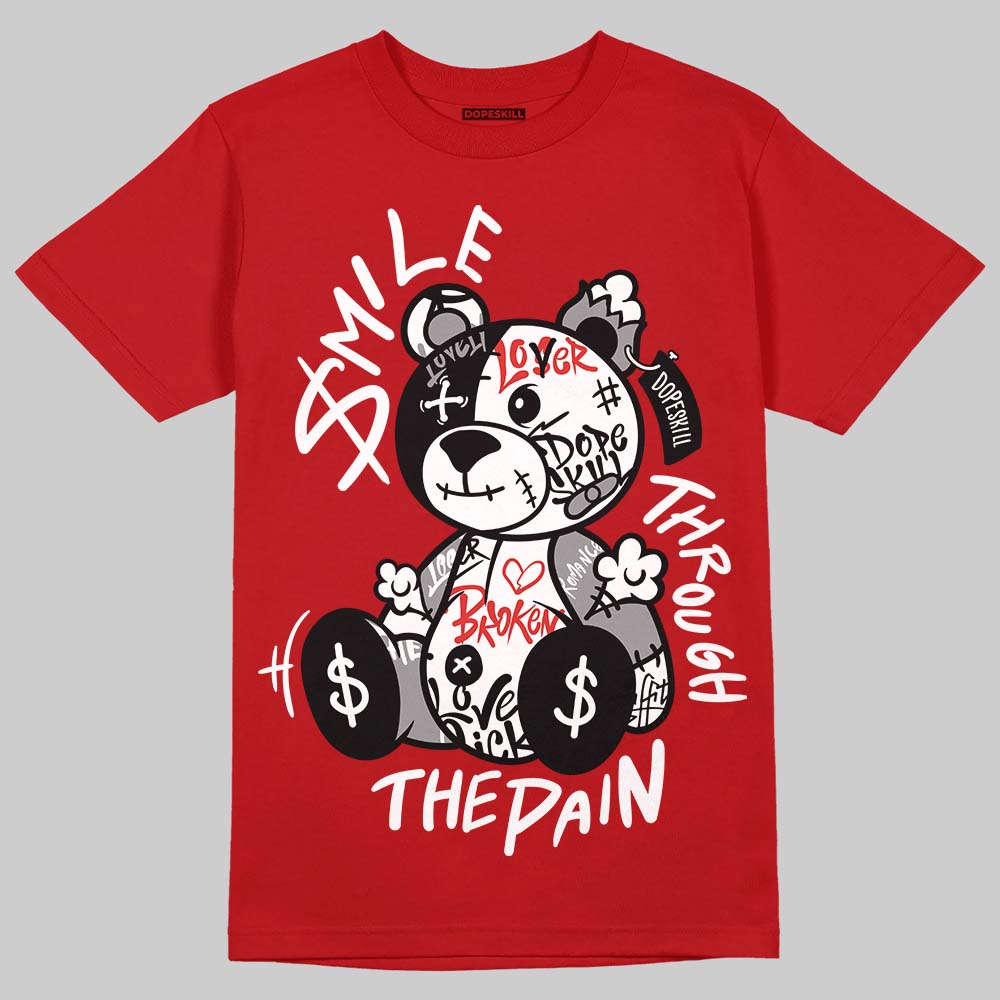 Jordan 4 Retro Toro Bravo DopeSkill T-Shirt Smile Through The Pain Graphic Streetwear - Red