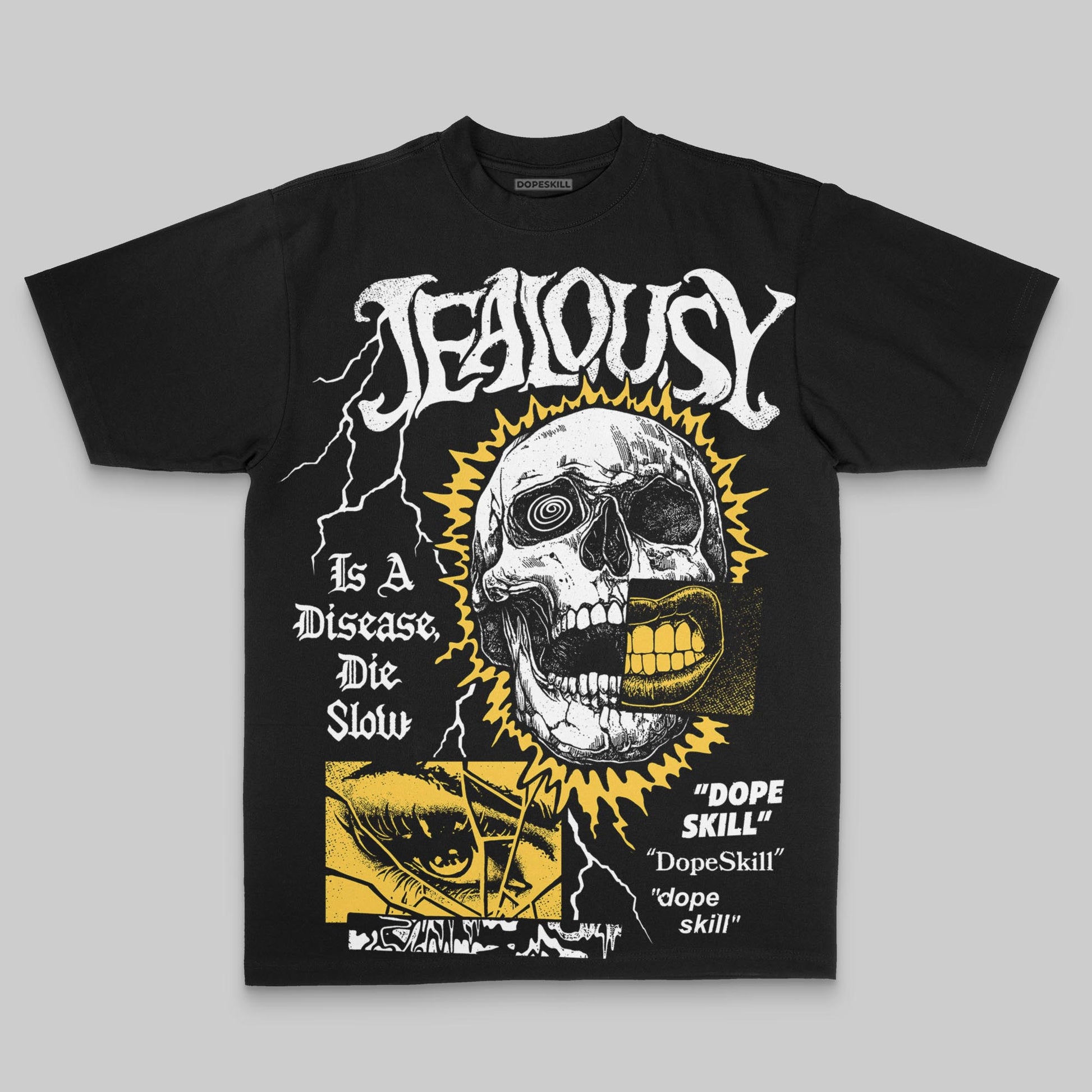 Yellow Oversize Print Jealousy DopeSkill Graphic T-shirt Streetwear - black