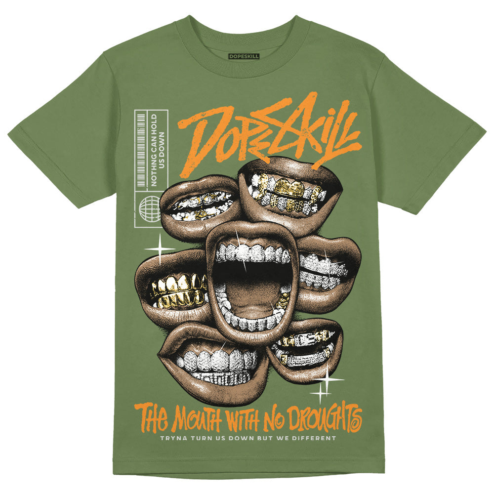 Jordan 5 "Olive" DopeSkill Olive T-Shirt The Mouth With No Droughts Graphic Streetwear