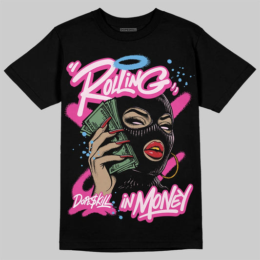 Pink Sneakers DopeSkill T-Shirt Rolling in Money Graphic Streetwear - black