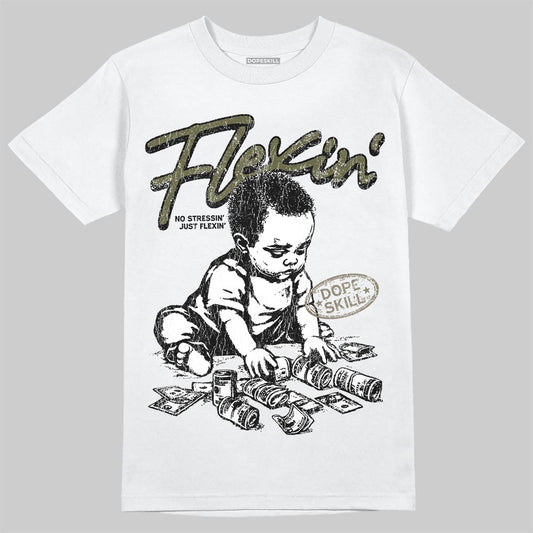 Jordan 3 “Medium Olive” aka “Family Affair” DopeSkill T-Shirt Flexin' Graphic Streetwear - White