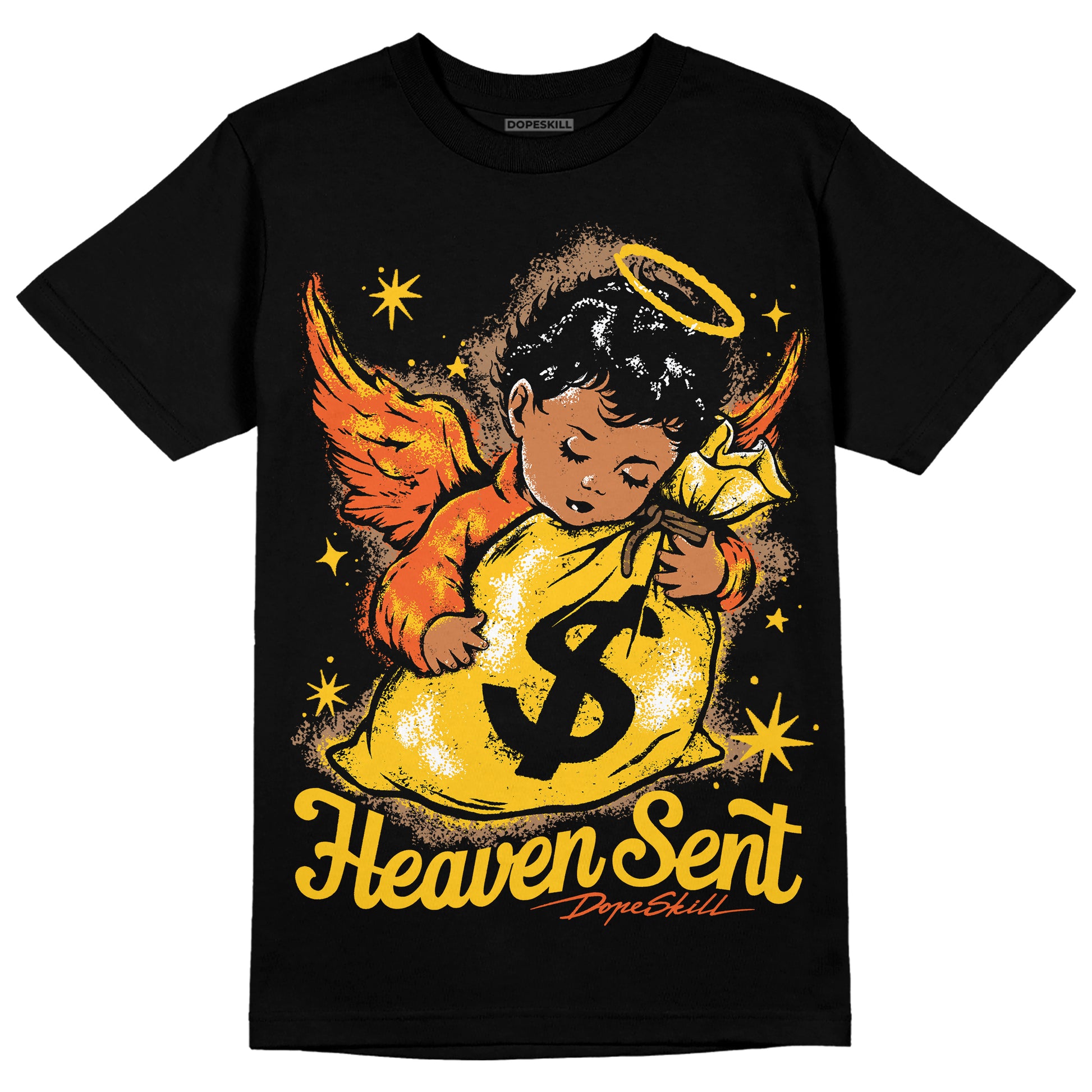 Yellow Sneakers DopeSkill T-Shirt Heaven Sent Graphic Streetwear - Black