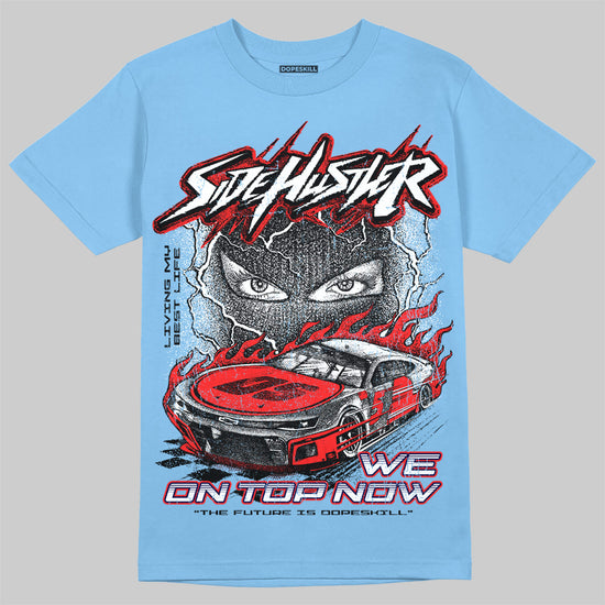 Jordan 6 University Blue DopeSkill T-Shirt New Side Hustler Graphic Streetwear - Carolina Blue