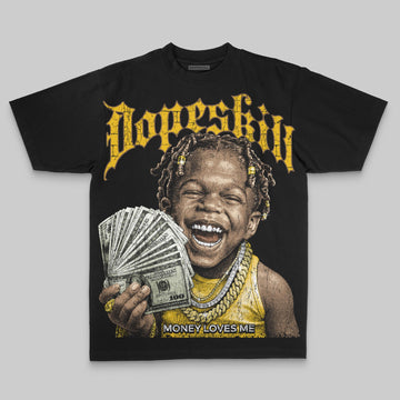 Yellow Oversize Print Money Loves Me DopeSkill Graphic Premium T-shirt Streetwear - black