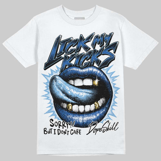 Air Foamposite One “International Blue” DopeSkill T-Shirt Lick My Kicks Graphic Streetwear - White 