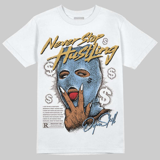Adidas Handball Spezial ‘Light Blue’ DopeSkill T-Shirt Never Stop Hustling Graphic Streetwear - White