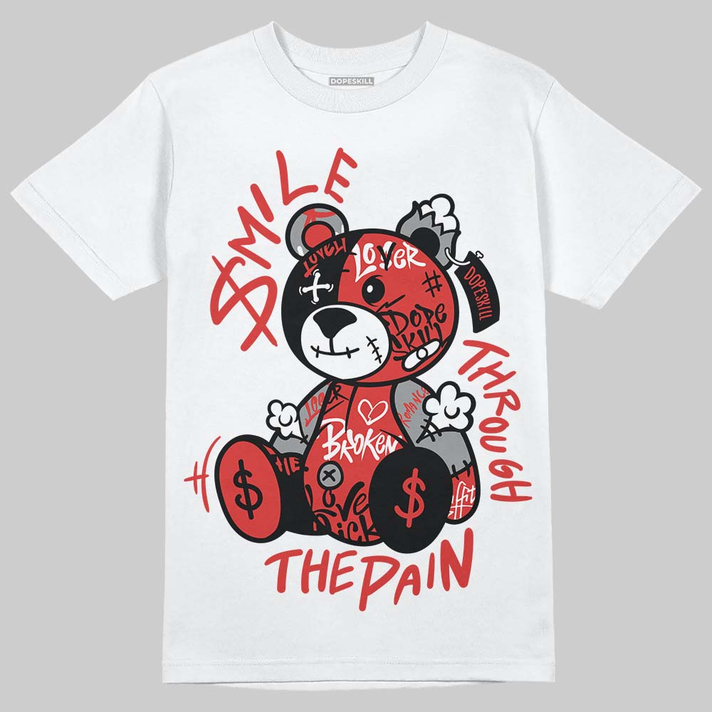 Jordan 4 Retro Toro Bravo DopeSkill T-Shirt Smile Through The Pain Graphic Streetwear - White 