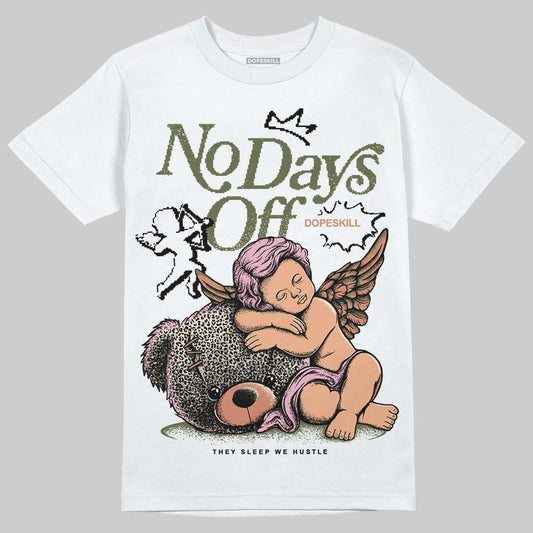 SB Dunk Low Pro x Arts-Rec Skateshop Rust Pink and Rough Green DopeSkill T-Shirt New No Days Off Graphic Streetwear - White