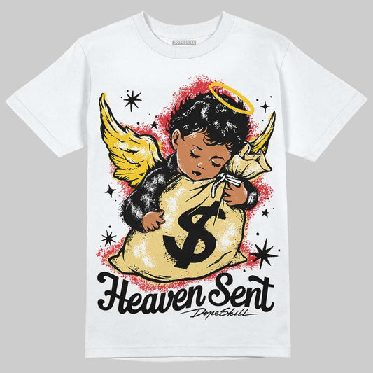 Quai 54 x Air Jordan 1 Retro Low OG Tour Yellow Black DopeSkill T-Shirt Heaven Sent Graphic Streetwear - White 