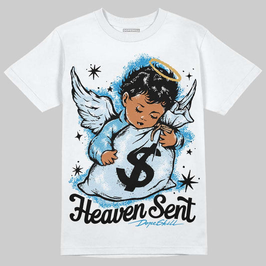 Jordan 4 Denim “Worn Blue” DopeSkill T-Shirt Heaven Sent Graphic Streetwear - White 