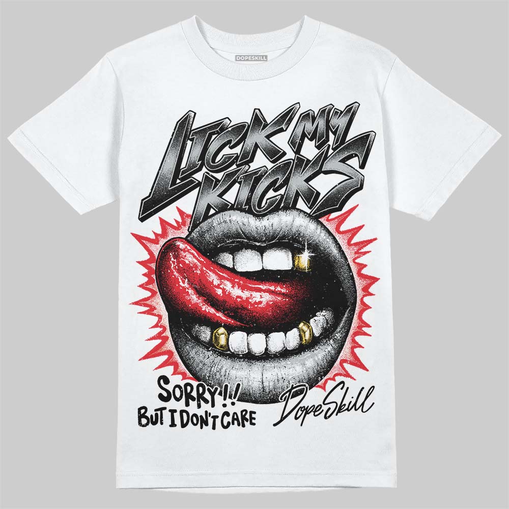 Jordan 12 Black Wolf Grey DopeSkill T-Shirt Lick My Kicks Graphic Streetwear - White