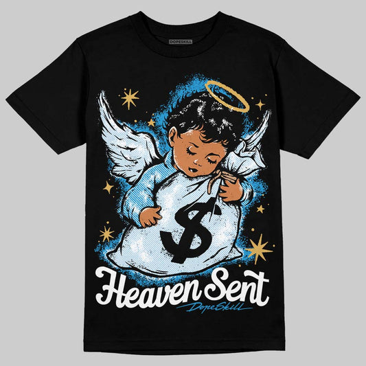 Jordan 4 Denim “Worn Blue” DopeSkill T-Shirt Heaven Sent Graphic Streetwear - Black