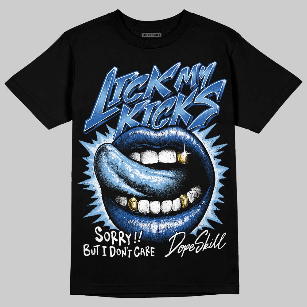 Air Foamposite One “International Blue” DopeSkill T-Shirt Lick My Kicks Graphic Streetwear - Black