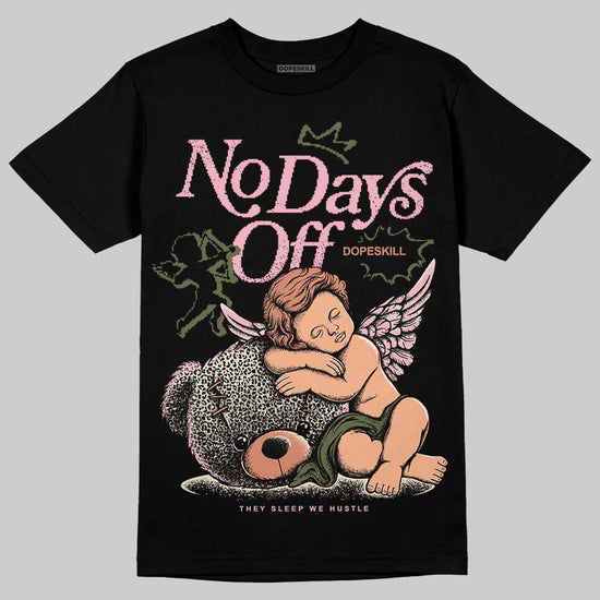 SB Dunk Low Pro x Arts-Rec Skateshop Rust Pink and Rough Green DopeSkill T-Shirt New No Days Off Graphic Streetwear - Black