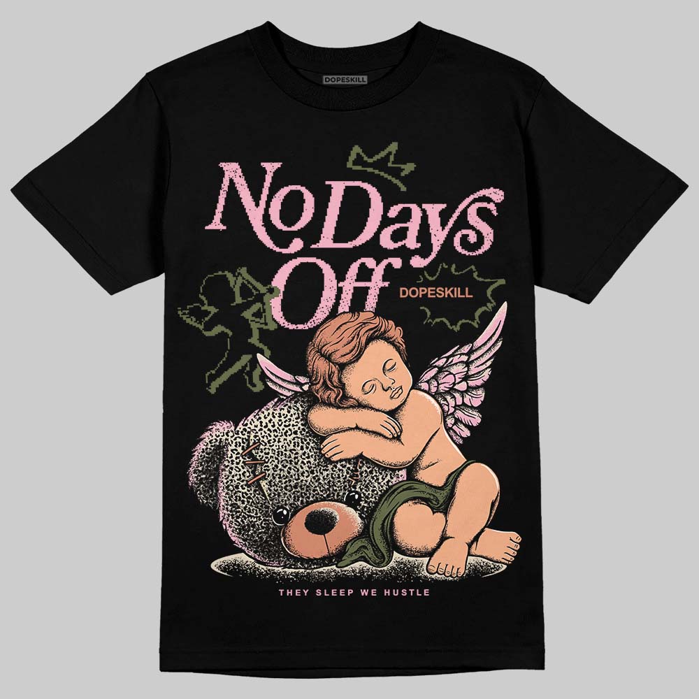 SB Dunk Low Pro x Arts-Rec Skateshop Rust Pink and Rough Green DopeSkill T-Shirt New No Days Off Graphic Streetwear - Black