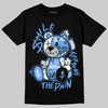 Jordan 5 Black University Blue DopeSkill T-Shirt Smile Through The Pain Graphic Streetwear - Black