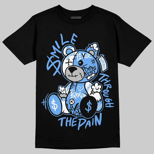 Jordan 5 Black University Blue DopeSkill T-Shirt Smile Through The Pain Graphic Streetwear - Black