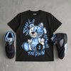 Black University Blue 5s DopeSkill T-Shirt Smile Through The Pain Graphic