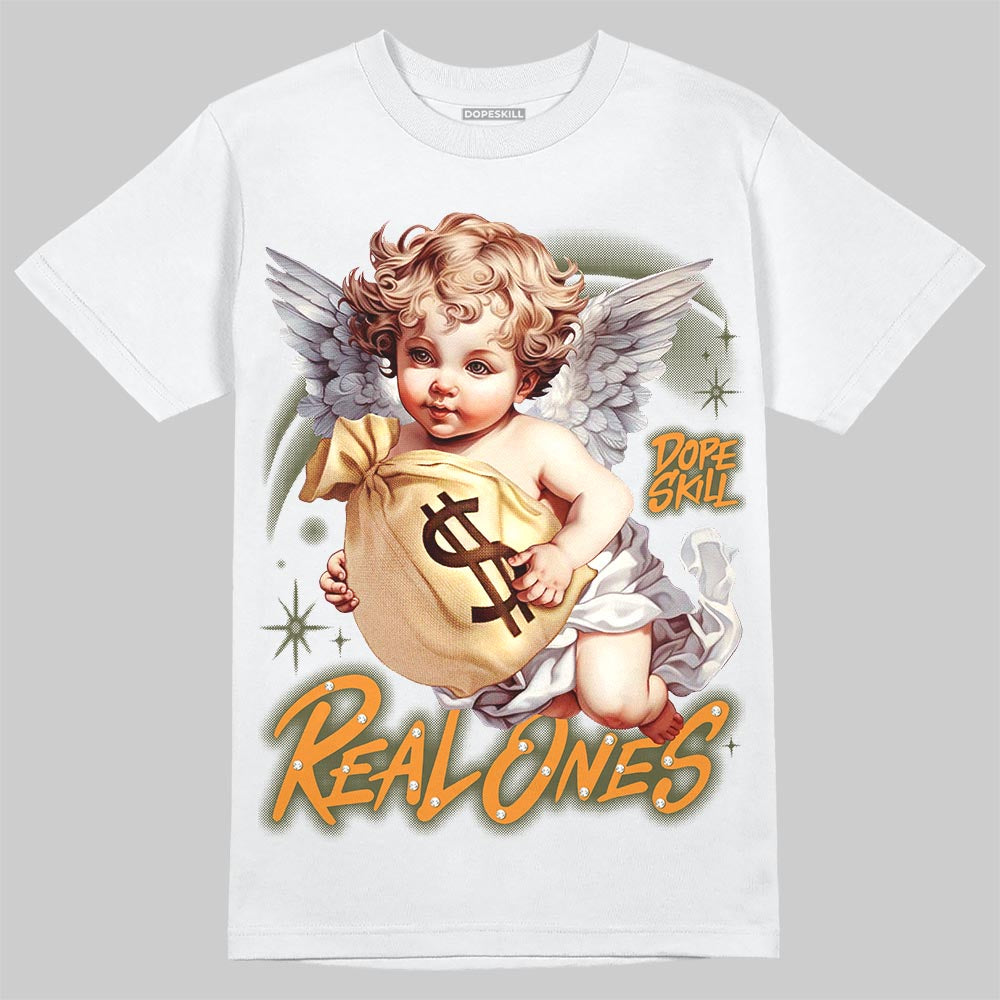 Jordan 5 Olive DopeSkill T-Shirt Real Ones Angel Graphic Streetwear - White