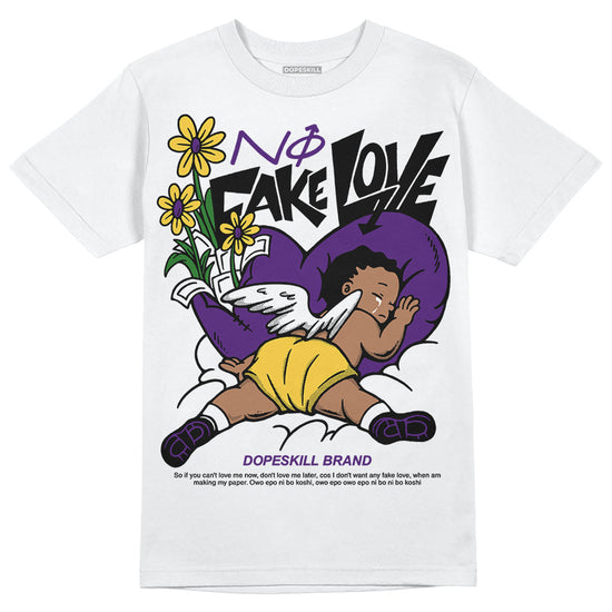 Jordan 12 “Field Purple” DopeSkill T-Shirt No Fake Love Graphic Streetwear - White