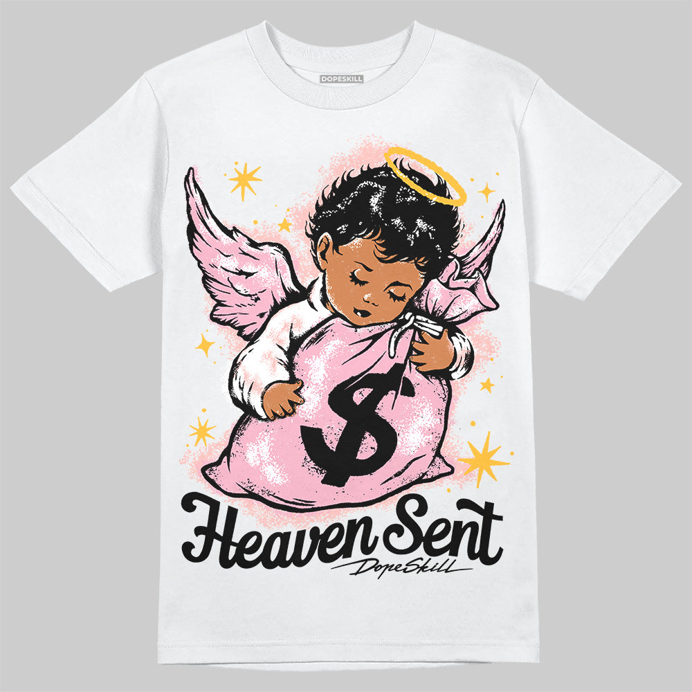 AMIRI White & Pink Stars Court Sneakers DopeSkill T-Shirt Heaven Sent Graphic Streetwear - White