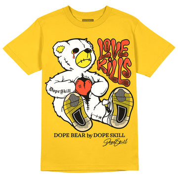 Jordan 4 Retro “Vivid Sulfur” DopeSkill Yellow T-shirt Love Kills Graphic Streetwear 