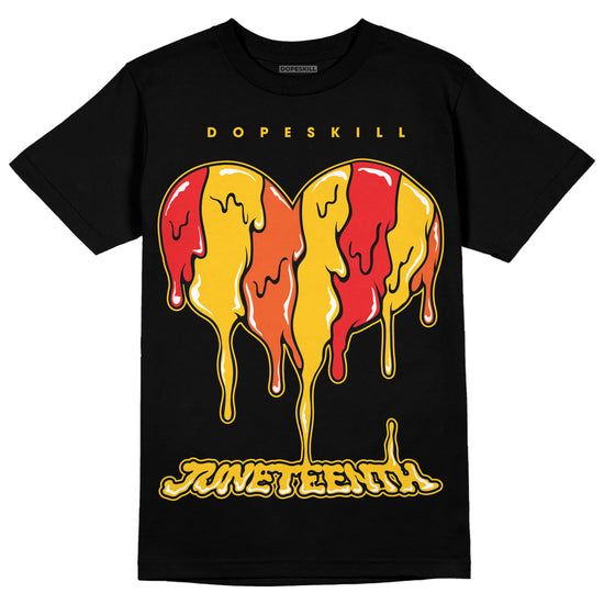 Yellow Sneakers DopeSkill T-Shirt Juneteenth Heart Graphic Streetwear - Black