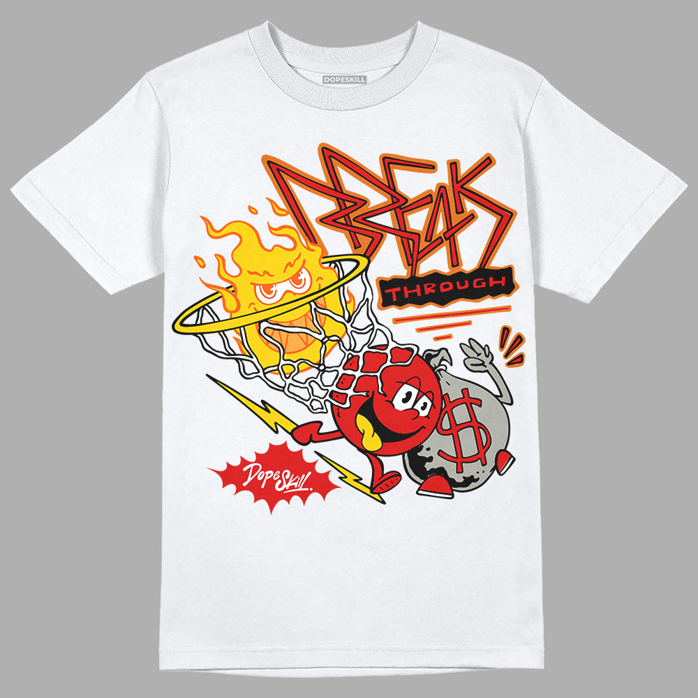 Jordan 3 Retro Fire Red DopeSkill T-Shirt Break Through Graphic Streetwear - White