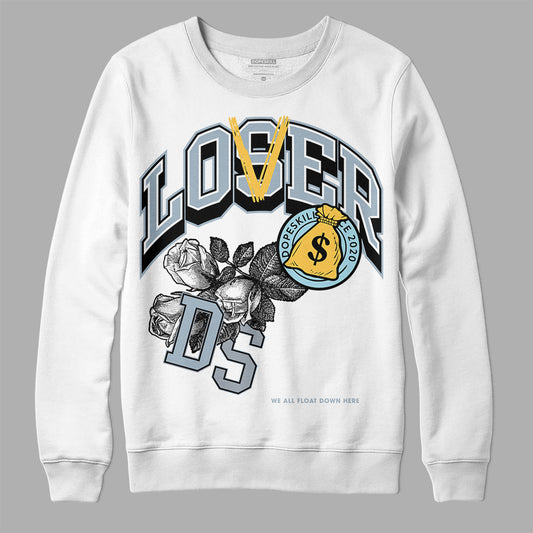 Jordan 13 “Blue Grey” DopeSkill Sweatshirt Loser Lover Graphic Streetwear - White 