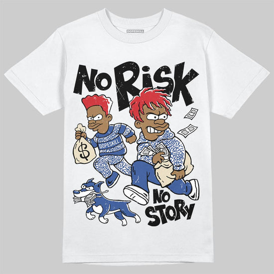 Jordan Spizike Low “Storm Blue” DopeSkill T-Shirt No Risk No Story Graphic Streetwear - White