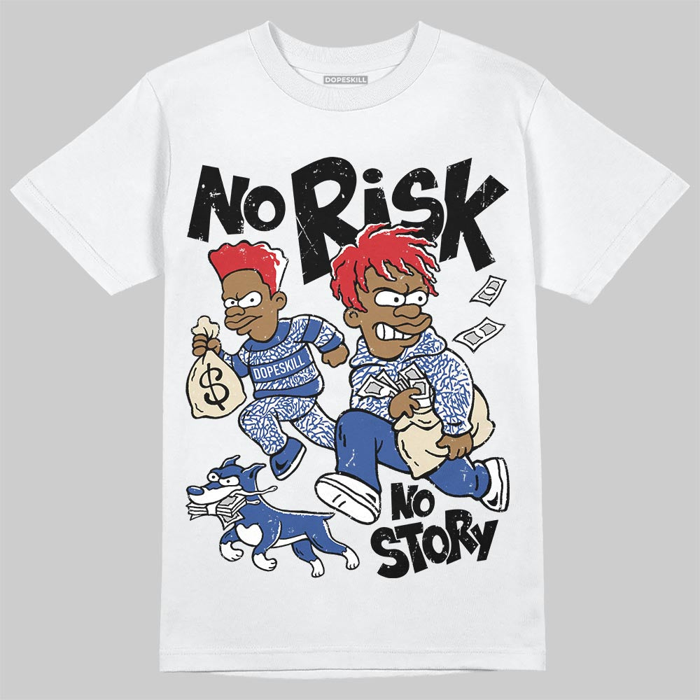 Jordan Spizike Low “Storm Blue” DopeSkill T-Shirt No Risk No Story Graphic Streetwear - White