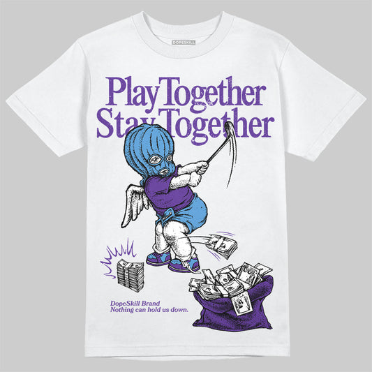 PURPLE Sneakers DopeSkill T-Shirt Play together, Stay together Graphic Streetwear - White 