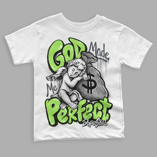 Jordan 5 Green Bean DopeSkill Toddler Kids T-shirt God Made Me Perfect Graphic Streetwear - White 