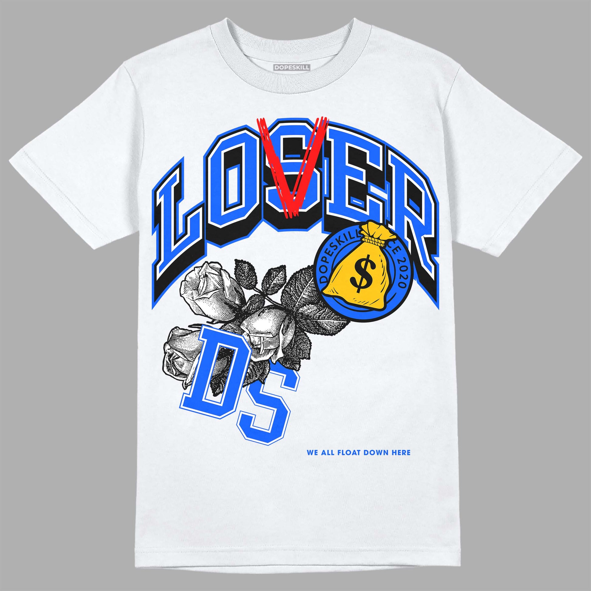 Royal Blue Sneakers DopeSkill T-Shirt Loser Lover Graphic Streetwear - White