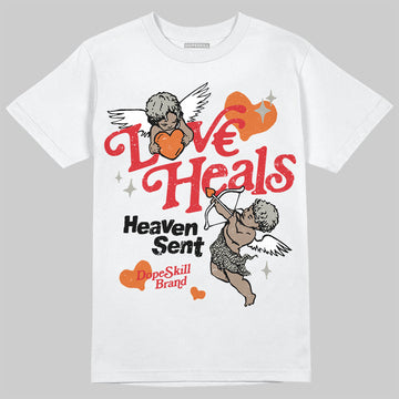 Jordan 3 Retro Fire Red DopeSkill T-Shirt New Love Heals Graphic Streetwear - White