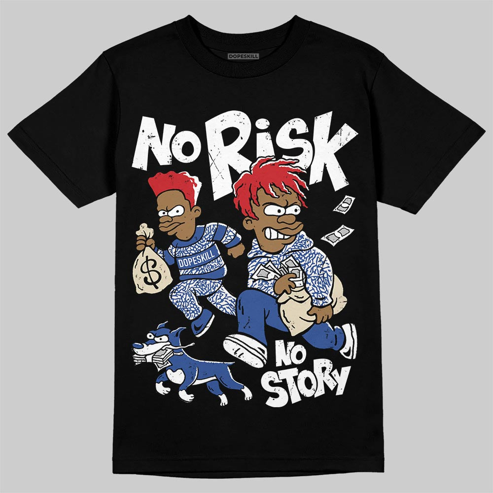 Jordan Spizike Low “Storm Blue” DopeSkill T-Shirt No Risk No Story Graphic Streetwear - black