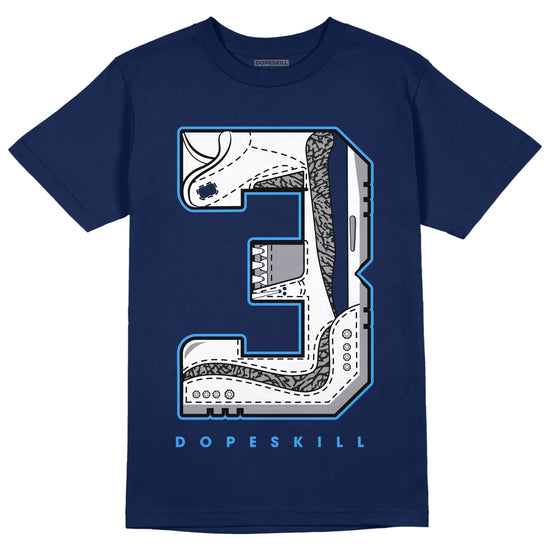 Jordan 3 "Midnight Navy" DopeSkill Navy T-shirt No.3 Graphic Streetwear