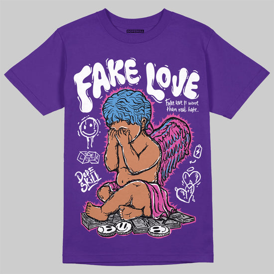 PURPLE Sneakers DopeSkill Purple T-Shirt False Love Graphic Streetwear